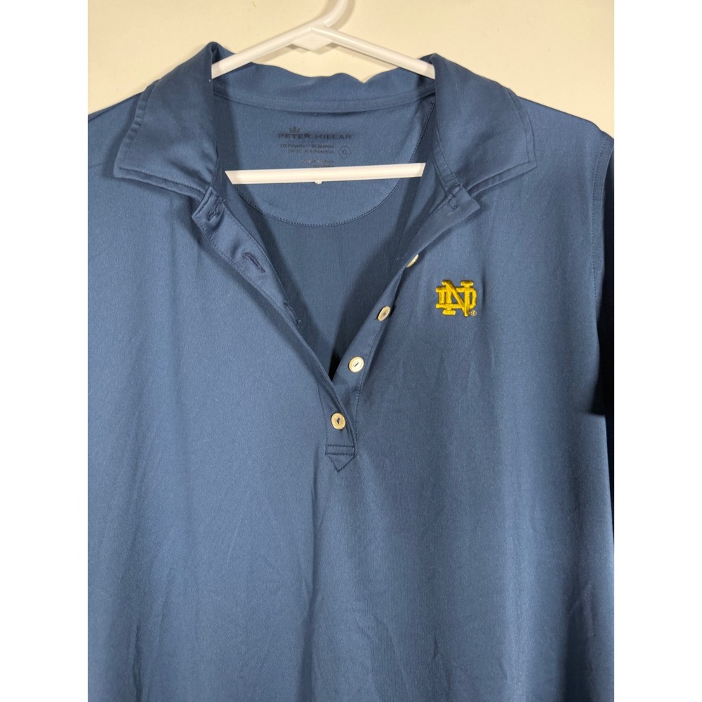 Peter Millar Notre Dame Fighting Irish Polo Shirt Navy Blue Women XL UPF 50+